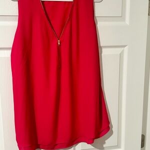 City Chic Vibrant Pink Sleeveless Blouse with Zipper